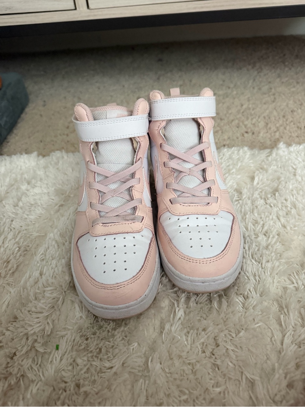 Nike Kids High-Top Sneakers in Pink and White